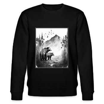 Bär Umwelt Wald Gebirge Umweltschutz Artenschutz - Stanley/Stella Unisex Bio-Sweatshirt CHANGER  - Schwarz - Vorne - Nik (191cm) & Marisol (170cm)