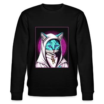 Cat Nun Church Vaporwave Religion Chaton - Sweat bio CHANGER Stanley/Stella Unisexe - noir - Devant - Nik (191cm) & Marisol (170cm)