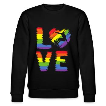 Surfen LGBT Pride - Stanley/Stella Unisex Bio-Sweatshirt CHANGER  - Schwarz - Vorne - Nik (191cm) & Marisol (170cm)