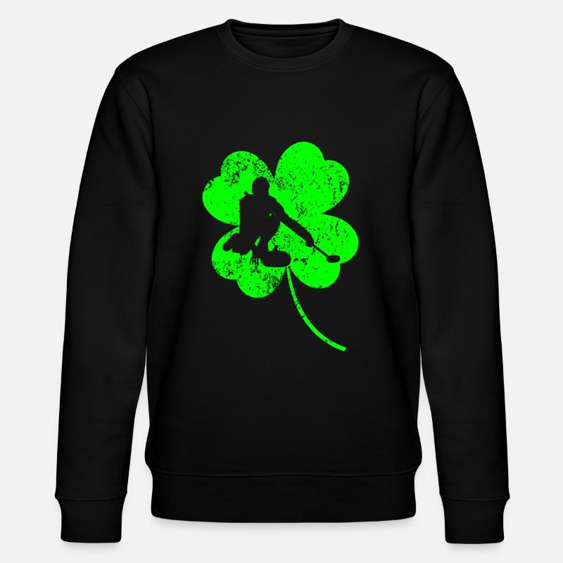 Curling St. Patrick's Day Kleeblatt - Stanley/Stella Unisex Bio-Sweatshirt CHANGER  - Schwarz