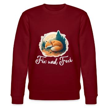 Fix und Foxi Fuchs Spruch Schlafshirt Kuscheln - Stanley/Stella Unisex Bio-Sweatshirt CHANGER  - Burgunderrot - Vorne - Nik (191cm) & Marisol (170cm)