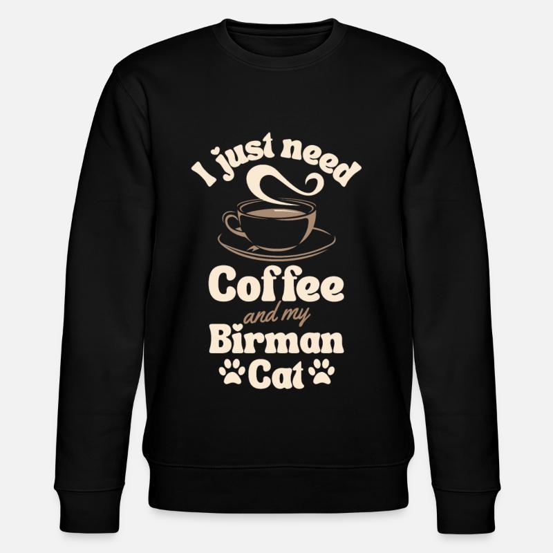 Kaffee-Birma-Katzenliebhaber - Stanley/Stella Unisex Bio-Sweatshirt CHANGER  - Schwarz