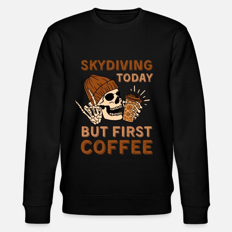 Coffee Skydiving skeleton - Stanley/Stella CHANGER Unisex Organic Sweatshirt - black
