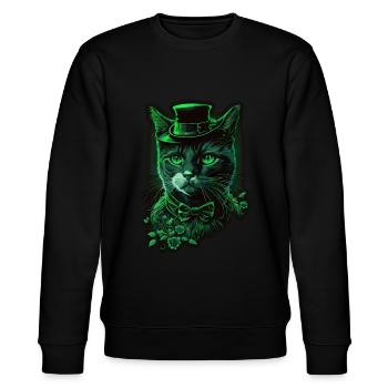 Katze Kätzchen St. Patricks Day Irland Irisch - Stanley/Stella Unisex Bio-Sweatshirt CHANGER  - Schwarz - Vorne - Nik (191cm) & Marisol (170cm)