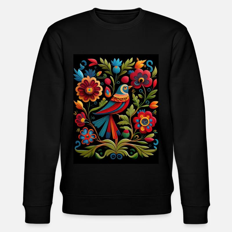 Vogel und Blumen - Stanley/Stella Unisex Bio-Sweatshirt CHANGER  - Schwarz