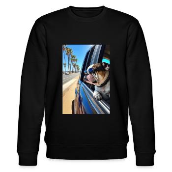 English Bulldog Sunglasses Beach Palms - Stanley/Stella CHANGER Unisex Organic Sweatshirt - black - Front - Nik (191cm) & Marisol (170cm)