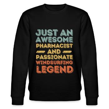 Apotheker Windsurf Legende retro - Stanley/Stella Unisex Bio-Sweatshirt CHANGER  - Schwarz - Vorne - Nik (191cm) & Marisol (170cm)