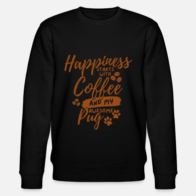 Kaffee-Mops-Liebhaber - Stanley/Stella Unisex Bio-Sweatshirt CHANGER  - Schwarz