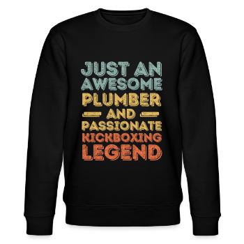 Klempner Kickbox-Legende Retro - Stanley/Stella Unisex Bio-Sweatshirt CHANGER  - Schwarz - Vorne - Nik (191cm) & Marisol (170cm)