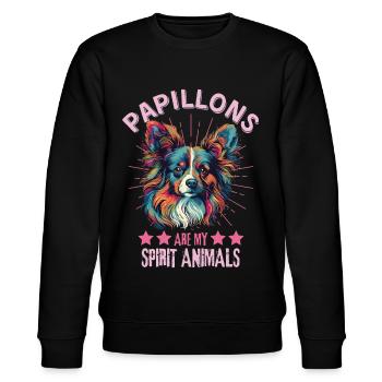 Papillon Dog Lover Colorful Miniature Spaniel - Stanley/Stella CHANGER Unisex Organic Sweatshirt - black - Front - Nik (191cm) & Marisol (170cm)