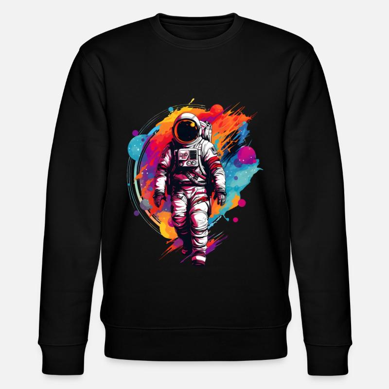 Bunter Astronaut - Stanley/Stella Unisex Bio-Sweatshirt CHANGER  - Schwarz