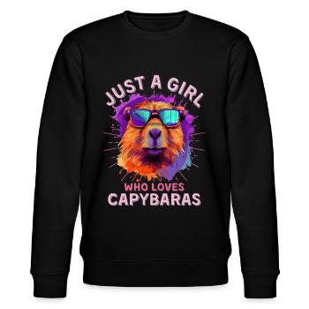 Capybara mit Sonnenbrille Capybara Girl - Stanley/Stella Unisex Bio-Sweatshirt CHANGER  - Schwarz - Vorne - Nik (191cm) & Marisol (170cm)