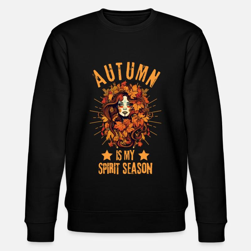 Herbst Frau Herbstlaub Spruch - Stanley/Stella Unisex Bio-Sweatshirt CHANGER  - Schwarz