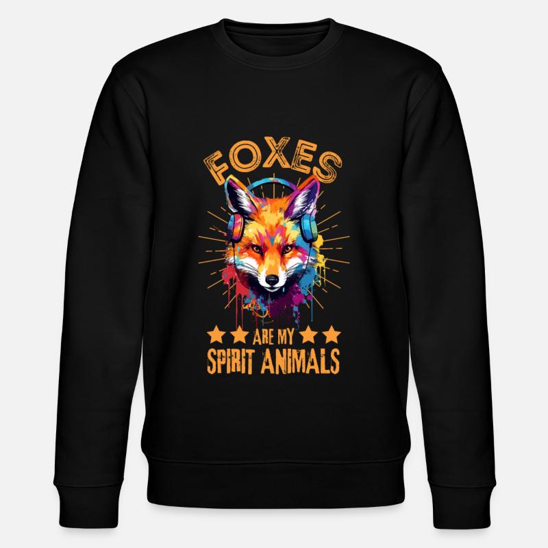 Fuchs mit Kopfhörer - Stanley/Stella Unisex Bio-Sweatshirt CHANGER  - Schwarz