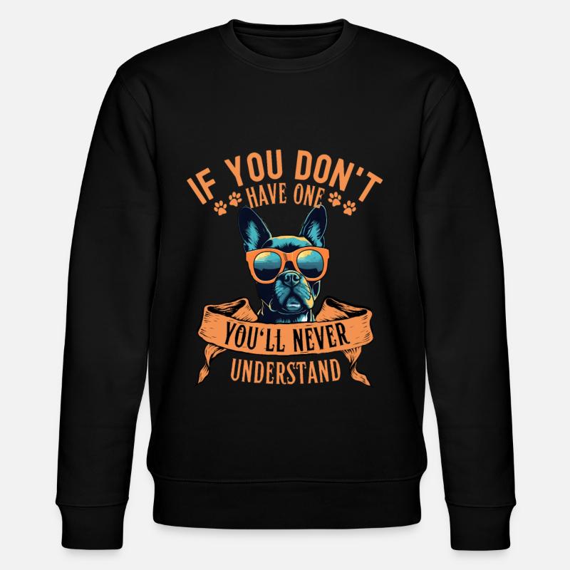 Boston Terrier mit sonnenbrille - Stanley/Stella Unisex Bio-Sweatshirt CHANGER  - Schwarz