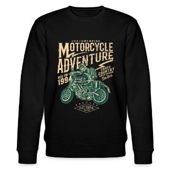 MOTORCYCLE ADVENTURE - MOTORRAD BIKER SHIRT MOTIV - Stanley/Stella Unisex Bio-Sweatshirt CHANGER  - Schwarz - Vorne - Nik (191cm) & Marisol (170cm)