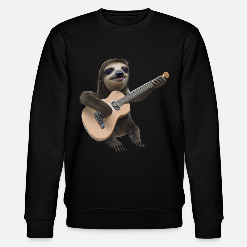 Faultier mit Gitarre - Stanley/Stella Unisex Bio-Sweatshirt CHANGER  - Schwarz