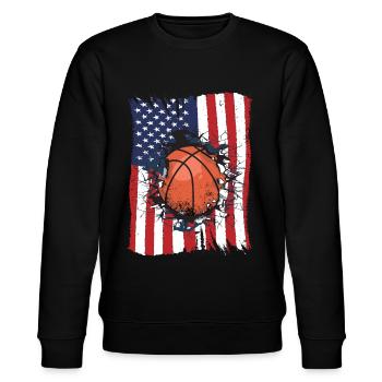Basketball USA Fan Merch Amerika National Flagge - Stanley/Stella Unisex Bio-Sweatshirt CHANGER  - Schwarz - Vorne - Nik (191cm) & Marisol (170cm)