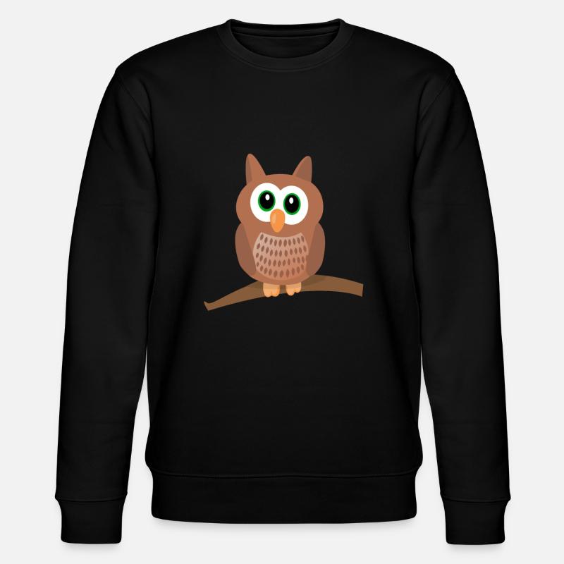 Eule Uhu süß - Stanley/Stella Unisex Bio-Sweatshirt CHANGER  - Schwarz