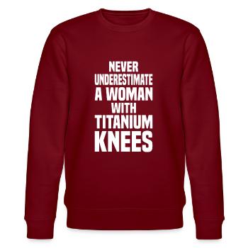 Knie Operation - Stanley/Stella Unisex Bio-Sweatshirt CHANGER  - Burgunderrot - Vorne - Nik (191cm) & Marisol (170cm)
