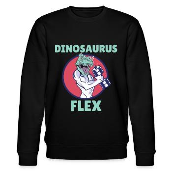 Dinosaurus Flex für Bodybuilder und Fitness im Gym - Stanley/Stella Unisex Bio-Sweatshirt CHANGER  - Schwarz - Vorne - Nik (191cm) & Marisol (170cm)