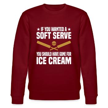 Cricket player sport - Stanley/Stella CHANGER Unisex Organic Sweatshirt - burgundy - Front - Nik (191cm) & Marisol (170cm)