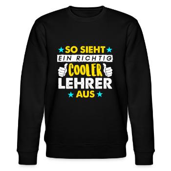 Cooler Lehrer - So sieht ein cooler Lehrer aus - Stanley/Stella Unisex Bio-Sweatshirt CHANGER  - Schwarz - Vorne - Nik (191cm) & Marisol (170cm)