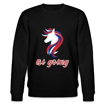 Isi Going islandpferd t shirt - Stanley/Stella Unisex Bio-Sweatshirt CHANGER  - Schwarz - Vorne - Nik (191cm) & Marisol (170cm)