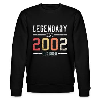 18. Geburtstag Legendary Established 2002 Oktober - Stanley/Stella Unisex Bio-Sweatshirt CHANGER  - Schwarz - Vorne - Nik (191cm) & Marisol (170cm)