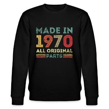 Made in 1970 Original Parts Vintage Birthday - Stanley/Stella CHANGER Unisex Organic Sweatshirt - black - Front - Nik (191cm) & Marisol (170cm)