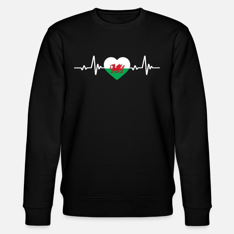 Wales Flag ECG - Stanley/Stella CHANGER Unisex Organic Sweatshirt - black