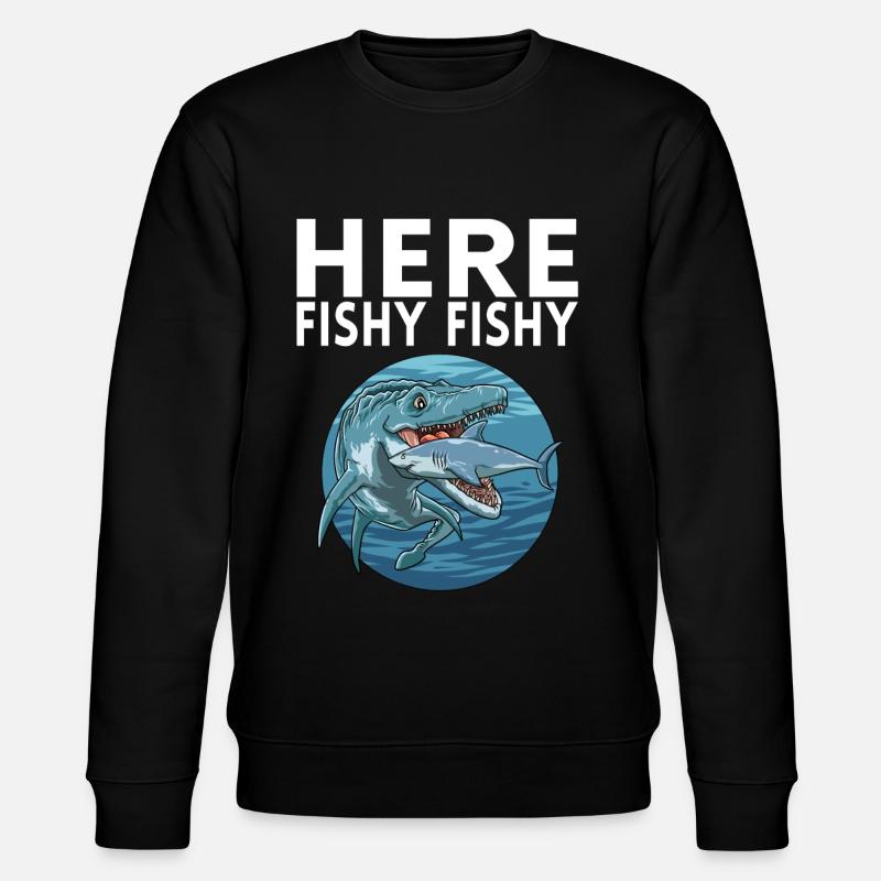 Here Fishy Fischy - Stanley/Stella Unisex Bio-Sweatshirt CHANGER  - Schwarz