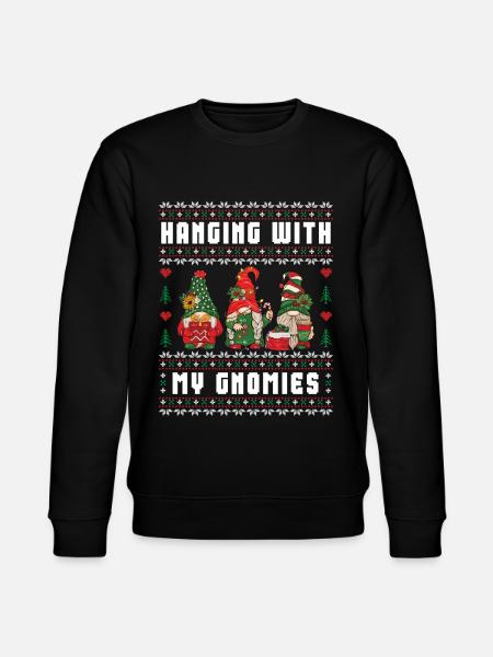 Hænger med mine gnomies Sjove Gnome Ugly - Stanley/Stella økologisk unisex-sweatshirt CHANGER  - sort