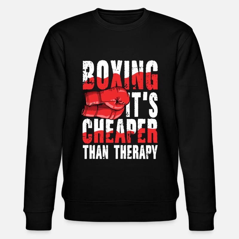 Boxing It's Cheaper Than Therapy - Stanley/Stella Unisex Bio-Sweatshirt CHANGER  - Schwarz