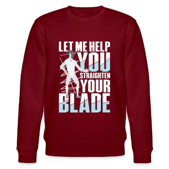 Let Me Help You Straighten Your Blade - Stanley/Stella Unisex Bio-Sweatshirt CHANGER  - Burgunderrot - Vorne - Nik (191cm) & Marisol (170cm)