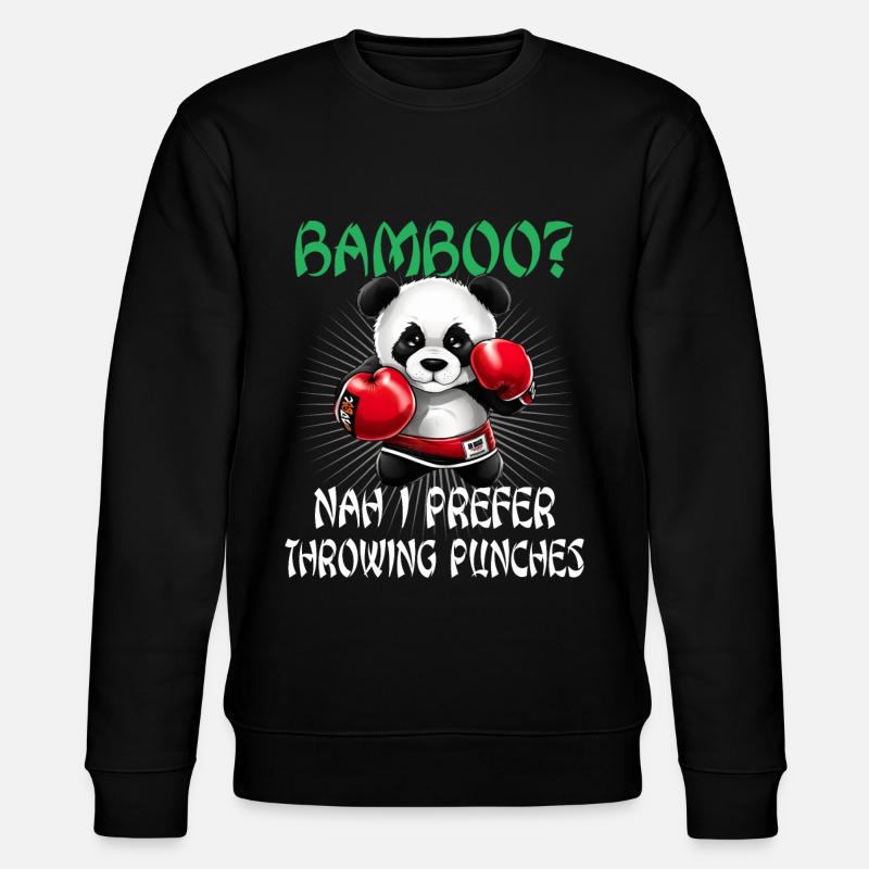 Panda Boxer Boxender Pandabär - Stanley/Stella Unisex Bio-Sweatshirt CHANGER  - Schwarz