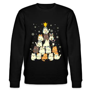 Süße Katzen Weihnachtsbaum Lustig - Stanley/Stella Unisex Bio-Sweatshirt CHANGER  - Schwarz - Vorne - Nik (191cm) & Marisol (170cm)