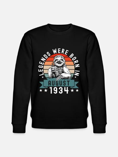 Legender blev født i august 1934 Defektere Sloth - Stanley/Stella økologisk unisex-sweatshirt CHANGER  - sort