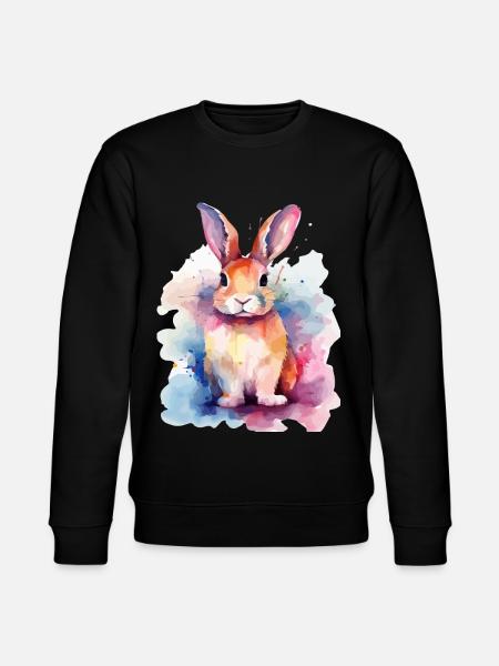 Bunter Aquarellhase - Stanley/Stella Unisex Bio-Sweatshirt CHANGER  - Schwarz