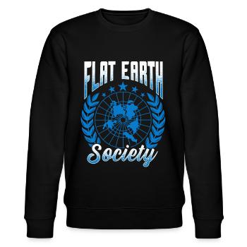 flat earth global lockdown the conspiracy - Stanley/Stella Unisex Bio-Sweatshirt CHANGER  - Schwarz - Vorne - Nik (191cm) & Marisol (170cm)