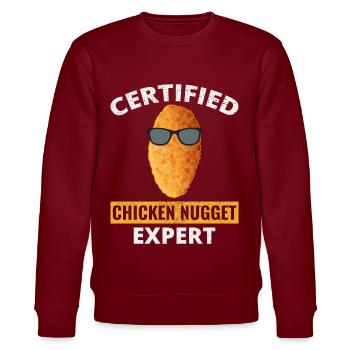 Chicken Nuggets Fast Food Lustiger Spruch - Stanley/Stella Unisex Bio-Sweatshirt CHANGER  - Burgunderrot - Vorne - Nik (191cm) & Marisol (170cm)