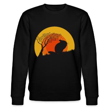 Vintage Chinchilla Sonne | Süßes Retro Geschenk - Stanley/Stella Unisex Bio-Sweatshirt CHANGER  - Schwarz - Vorne - Nik (191cm) & Marisol (170cm)