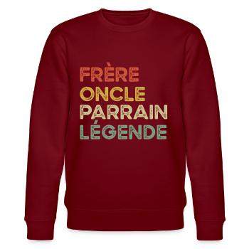 Frère oncle parrain légende idée cadeau famille - Sweat bio CHANGER Stanley/Stella Unisexe - bordeaux - Devant - Nik (191cm) & Marisol (170cm)