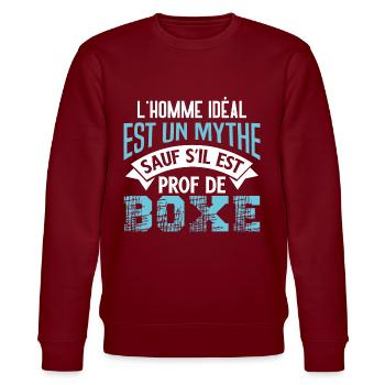 Prof de Boxe Coach Sportif Sport de Combat Cadeau - Sweat bio CHANGER Stanley/Stella Unisexe - bordeaux - Devant - Nik (191cm) & Marisol (170cm)