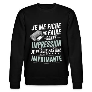 Informatique Imprimante Humour Geek Informaticien - Sweat bio CHANGER Stanley/Stella Unisexe - noir - Devant - Nik (191cm) & Marisol (170cm)