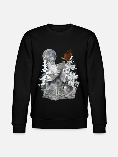 Wolves,Winter, Eagle, Moon - Stanley/Stella CHANGER Unisex Organic Sweatshirt - black