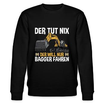 Der Will Nur Bagger Fahren - Stanley/Stella Unisex Bio-Sweatshirt CHANGER  - Schwarz - Vorne - Nik (191cm) & Marisol (170cm)