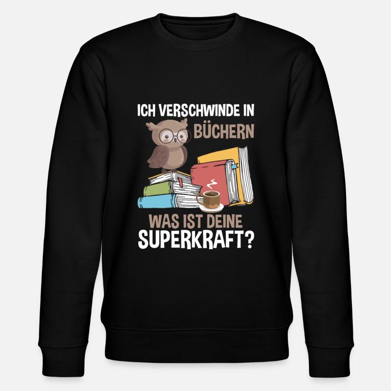 Ich Verschwinde In Büchern - Stanley/Stella Unisex Bio-Sweatshirt CHANGER  - Schwarz