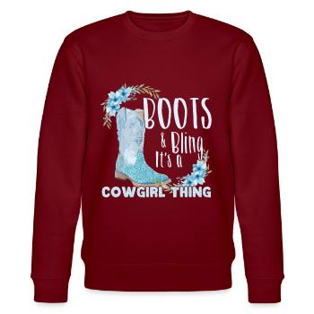 Lustige Stiefel Bling Frauen Land - Stanley/Stella Unisex Bio-Sweatshirt CHANGER  - Burgunderrot - Vorne - Nik (191cm) & Marisol (170cm)