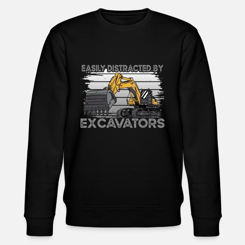 Distracted By Excavators Bagger - Stanley/Stella Unisex Bio-Sweatshirt CHANGER  - Schwarz